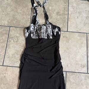 Sweet Storm Black and White Backless Dress